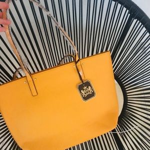yellow leatherette purse